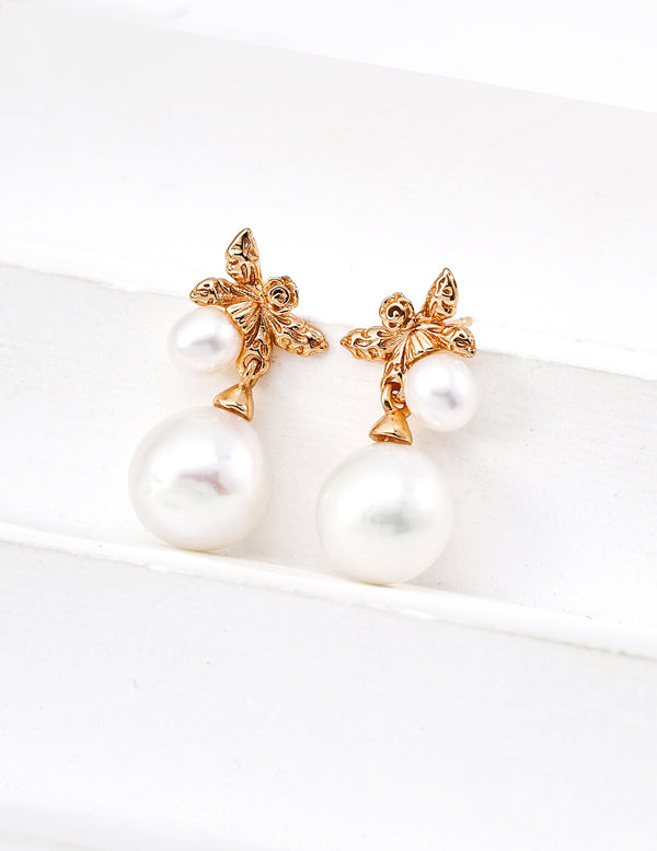 Vintage Gold : Natural Freshwater Pearl Drop Earrings in S925 Sterling Silver – 2.5cm Teardrop Elegance (11x5mm Pearls)