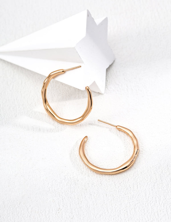 Lava Texture Raw Silver Hoop Earrings in S925 Sterling Silver – Artisan-Crafted Volcanic Minimalism .